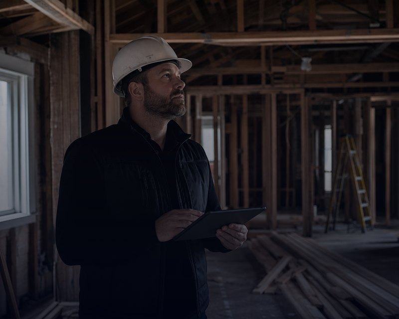 General contractor at a residential build site