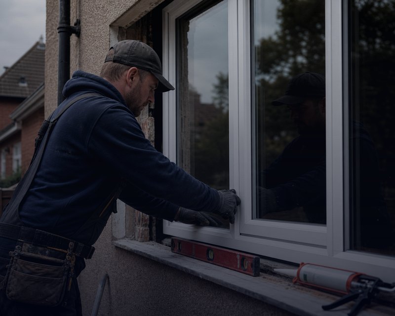 Installer fitting a new residential window